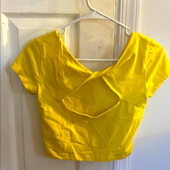 yellow crop top with open twist back! - Picture 2 of 2
